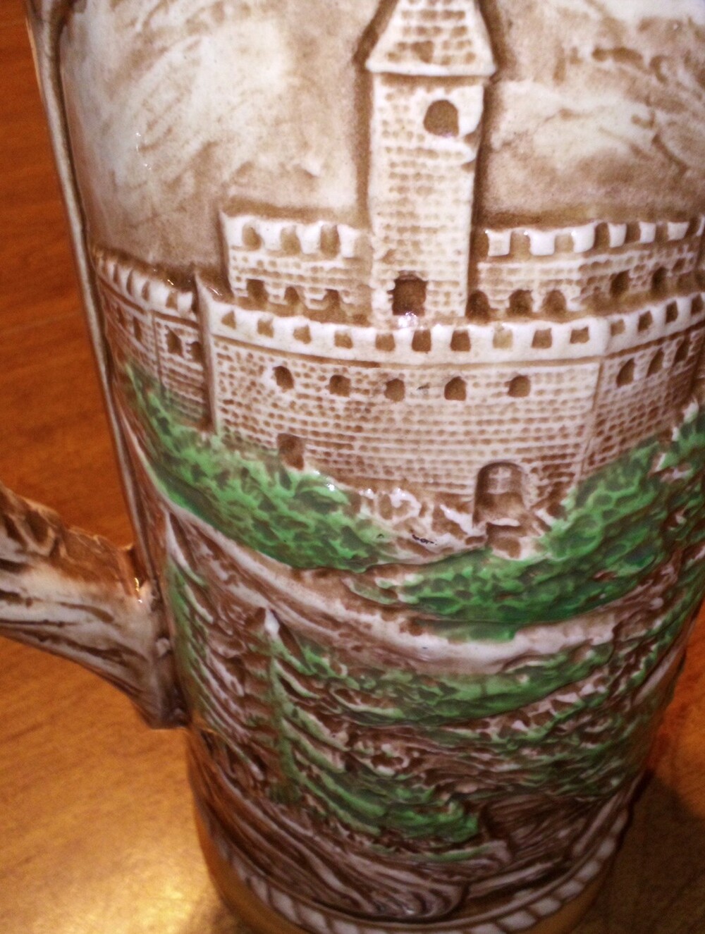 Vintage KW Star 9.5" German-Style Ceramic Beer Mug Tavern Relief Scene/Castle - Picture 11 of 15